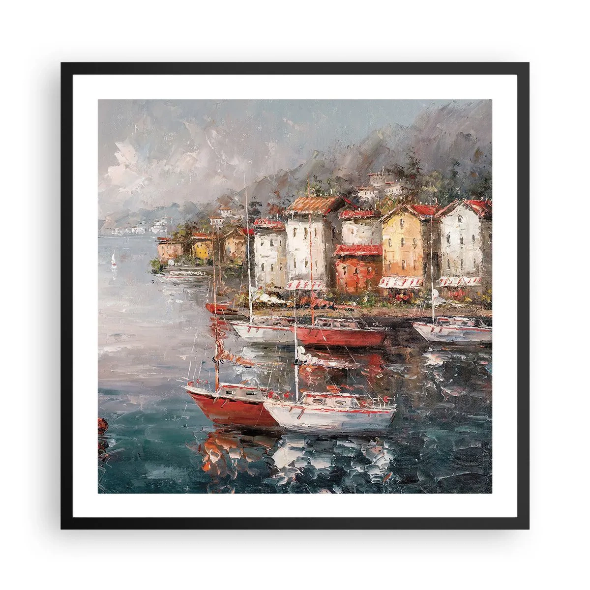 Plakat w czarnej ramie - Romantyczna przystań - 60x60 cm