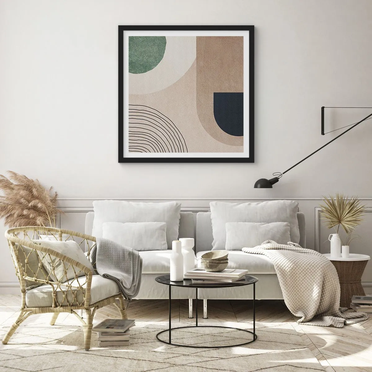 Plakat w czarnej ramie - Łagodność owalu - 60x60 cm