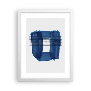Plakat w białej ramie - Niebiesko-czarna kompozycja - 30x40 cm