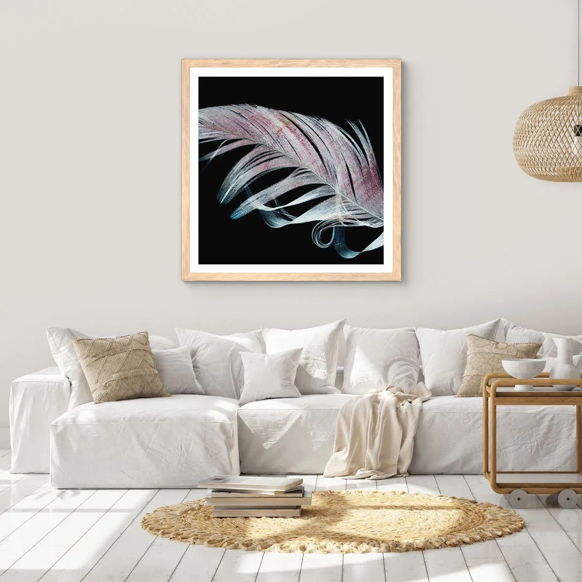 Plakat w ramie jasny dąb - Pomyśl o dotyku - 40x40 cm