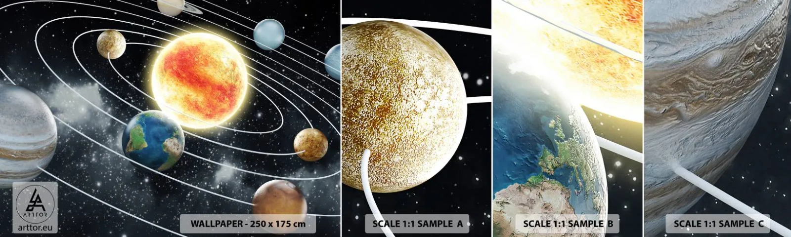 Fototapeta Próbka Samoprzylepna Deluxe Sticker - Kosmiczny taniec - Kosmos, Galaktyka, Układ Słoneczny - 100x30 cm