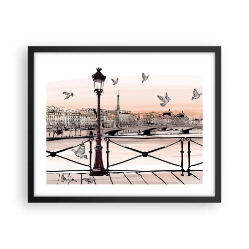 Plakat w czarnej ramie - Nad dachami Paryża - 50x40 cm