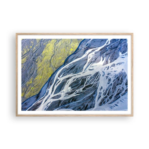 Plakat w ramie jasny dąb - Naskalne malowidła natury - 100x70 cm