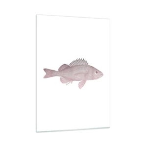 Obraz na szkle - Grafika ryby z dużym okiem w stylu retro na białym tle - 50x70cm - Ryba wielkooka - Nowoczesna dekoracja ścienna do salonu, kuchni i sypialni ARTTOR