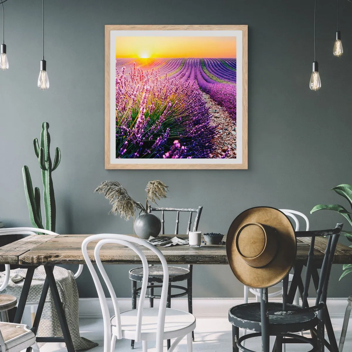 Plakat w ramie jasny dąb - Pachnący łan - 40x40 cm