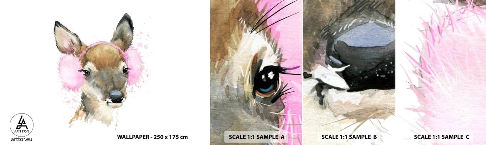 Fototapeta Próbka Standard Eco - I mróz już niestraszny - Dla Dzieci, Sarna, Grafika - 100x30 cm