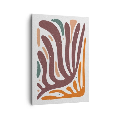 Obraz na płótnie - Organiczna abstrakcja w odcieniach brązu, pomarańczu i zieleni - 50x70cm - Kompozycja organiczna promienista - Nowoczesna dekoracja ścienna do salonu, kuchni i sypialni ARTTOR