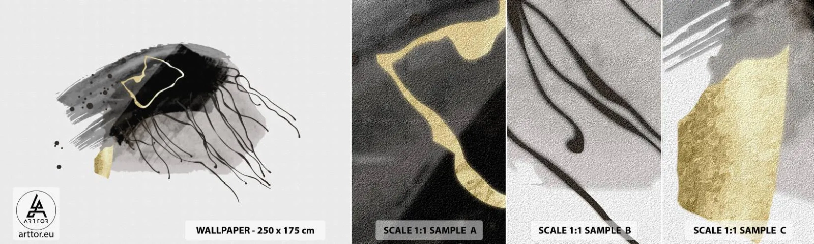Fototapeta Próbka Standard Eco - W czerni i w złocie - Abstrakcja, Sztuka, Grafika - 100x30 cm