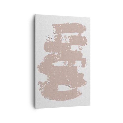 Obraz na płótnie - Łagodne różowe kształty na jasnym tle - 80x120cm - Abstrakcja w łagodnym różu - Nowoczesna dekoracja ścienna do salonu i sypialni ARTTOR