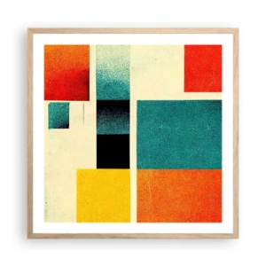 Plakat w ramie jasny dąb - Abstrakcja geometryczna – dobra energia - 60x60 cm