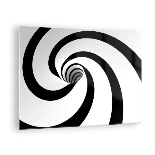 Obraz na szkle - Hipnotyczny wzór spirali w czerni i bieli - 70x50cm - Poddać się wirowi? - Nowoczesna dekoracja ścienna do salonu i sypialni ARTTOR