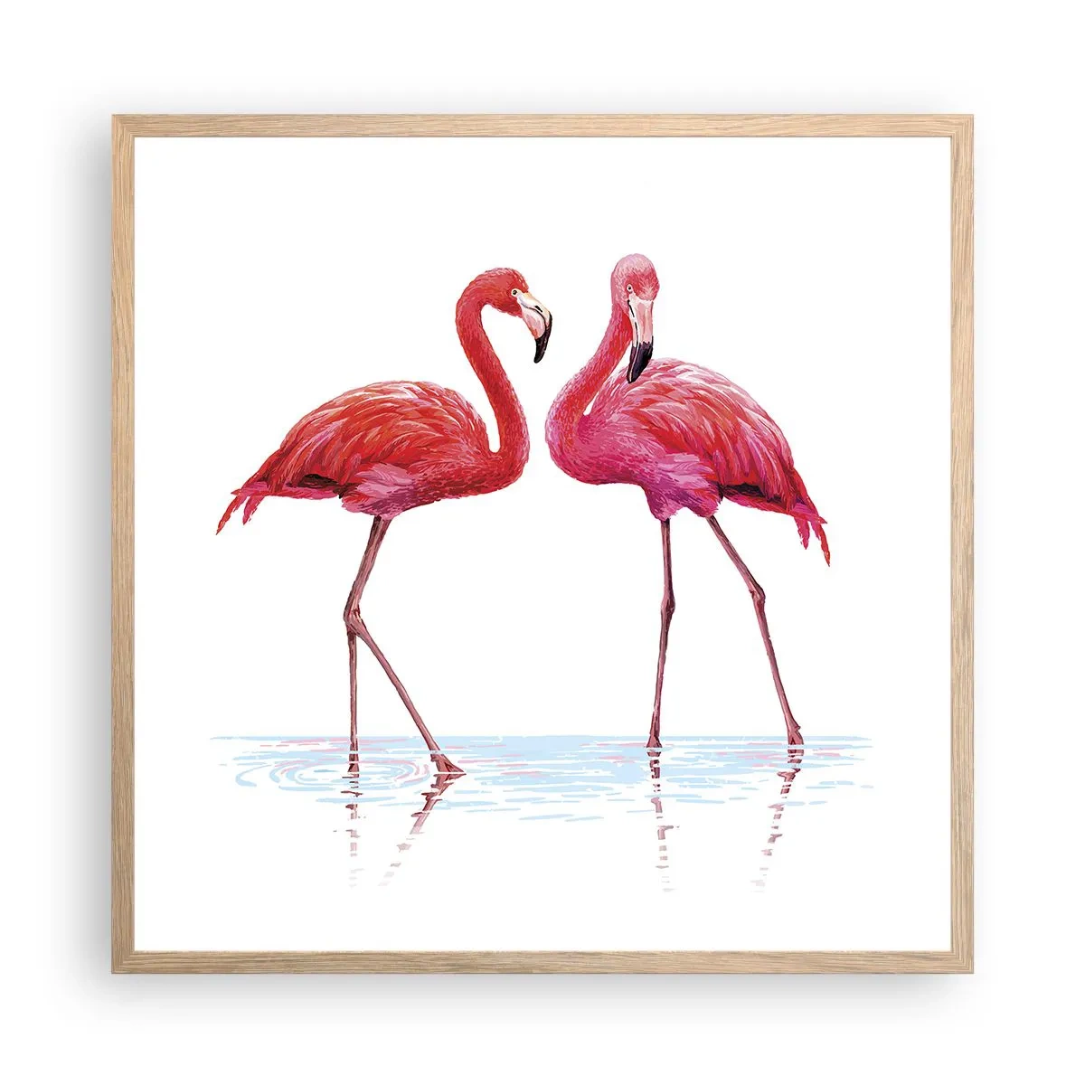 Plakat w ramie jasny dąb - Różowe randez-vous - 60x60 cm