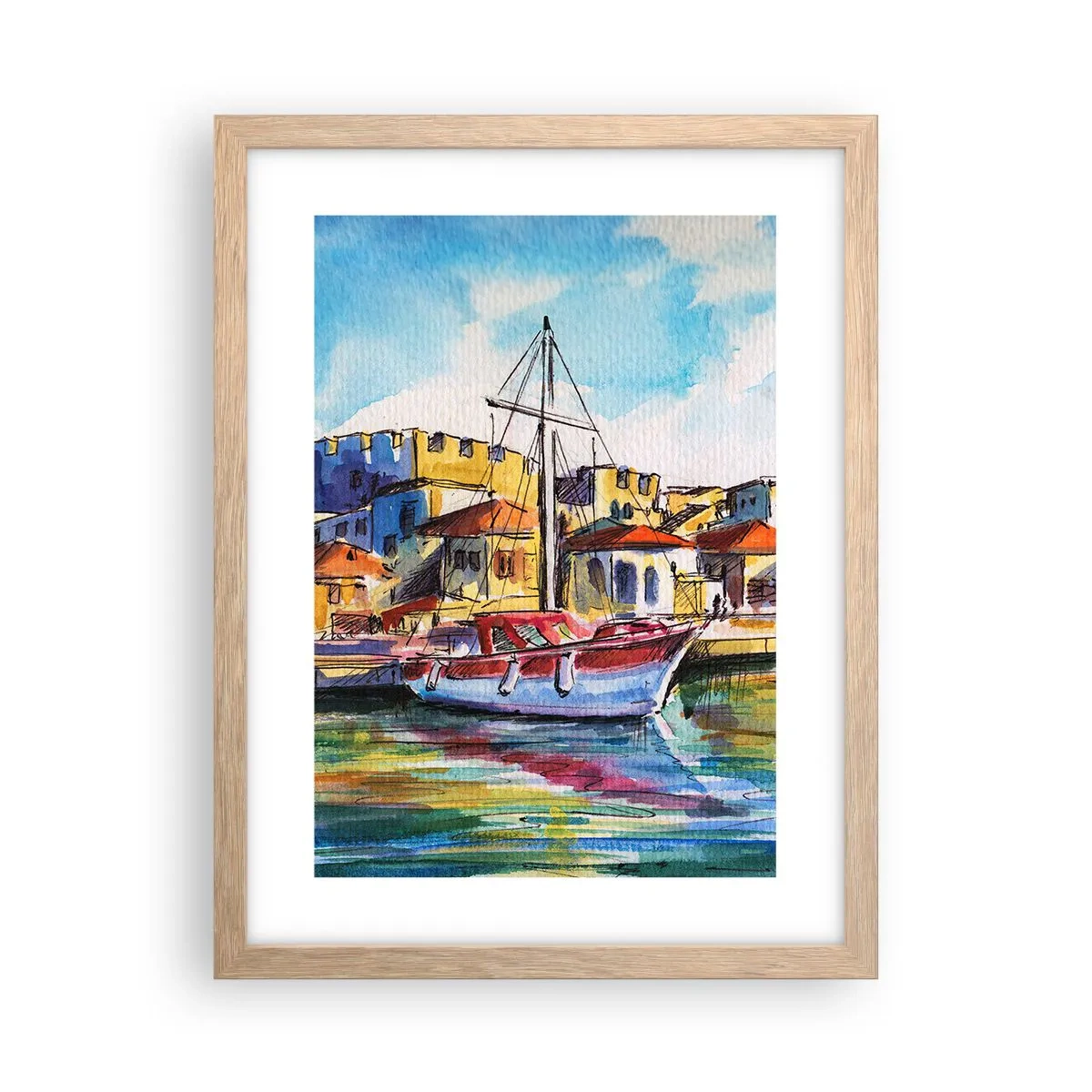 Plakat w ramie jasny dąb - Tęczowe popołudnie - 30x40 cm