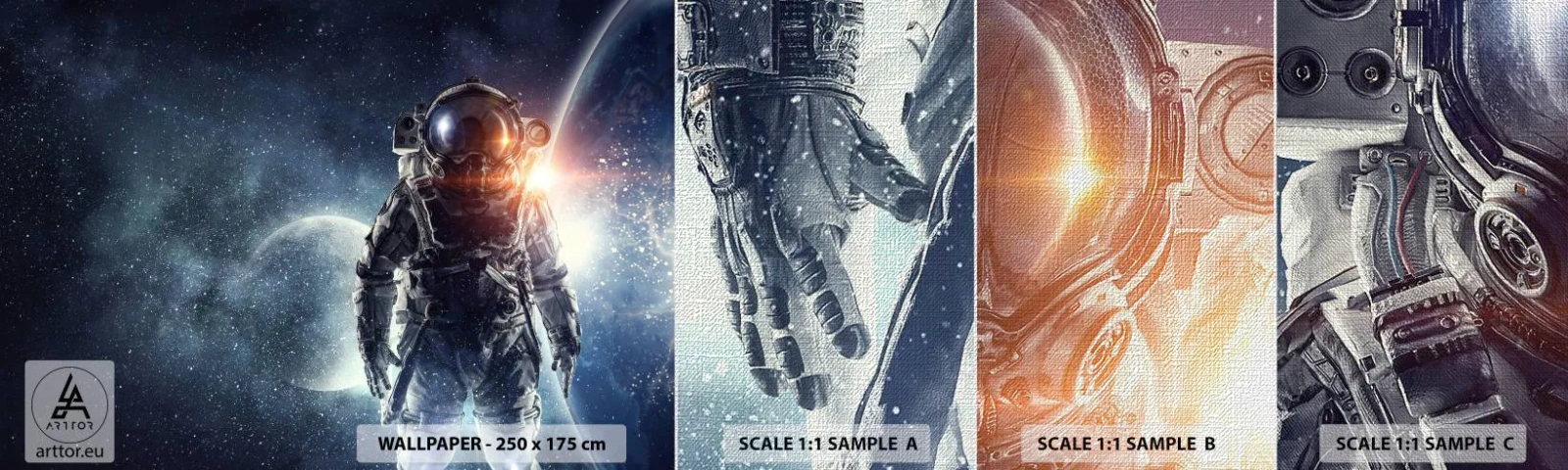 Fototapeta Próbka Premium Canvas - Kosmiczna przygoda - Kosmos, Astronauta, Gwiazdy - 100x30 cm