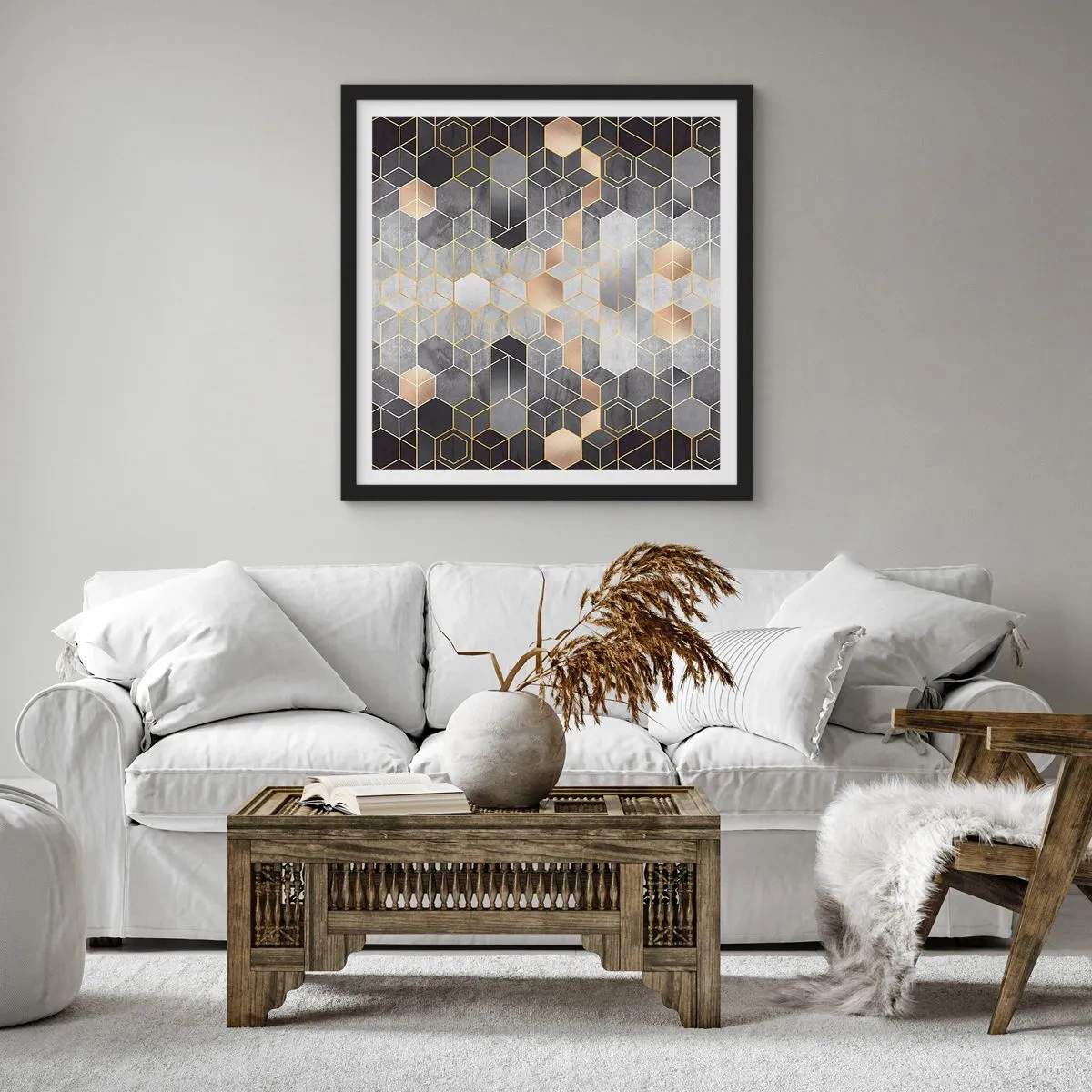 Plakat w czarnej ramie - Diamentowa kompozycja - 50x50 cm