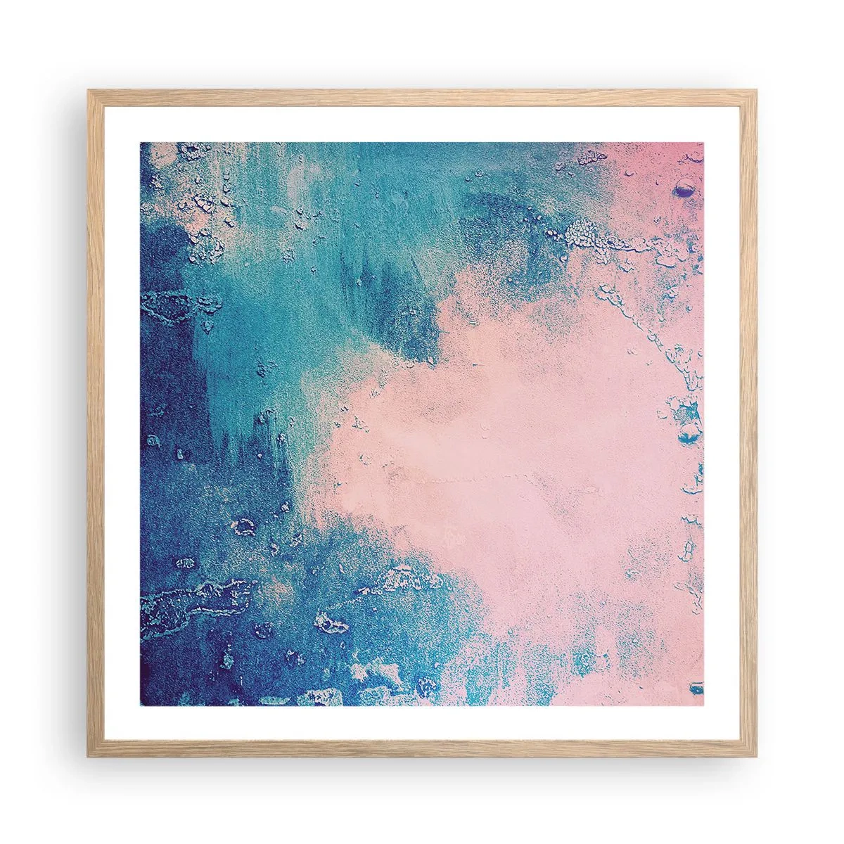 Plakat w ramie jasny dąb - Błękitne objęcia - 60x60 cm