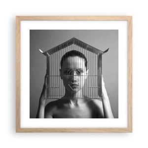Plakat w ramie jasny dąb - Portret nieco surrealistyczny - 40x40 cm
