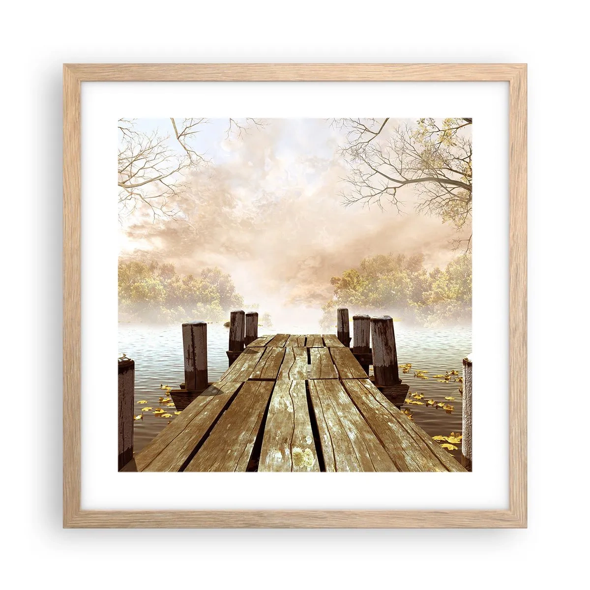 Plakat w ramie jasny dąb - Łagodny smutek jesieni - 40x40 cm