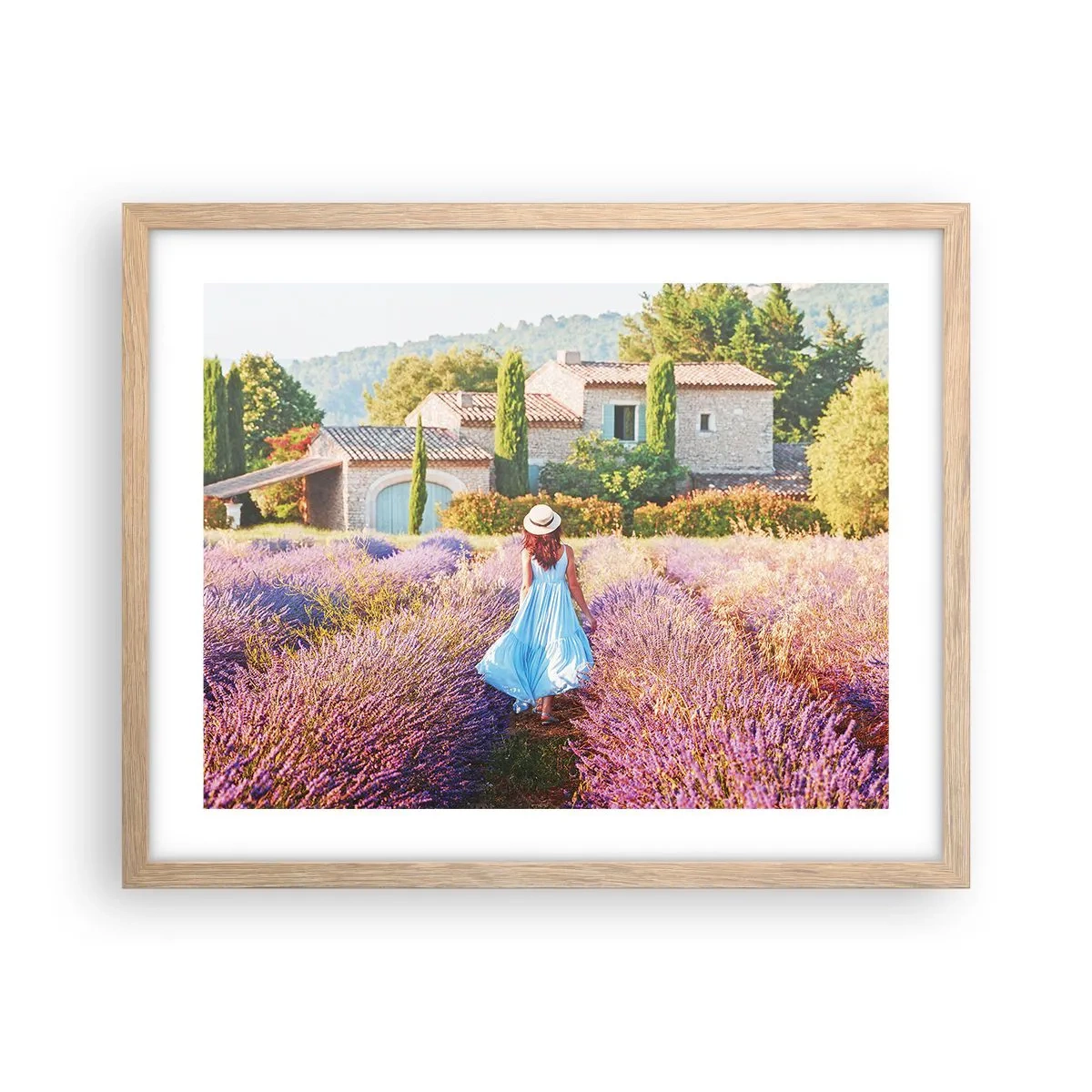 Plakat w ramie jasny dąb - Lawendowa dziewczyna - 50x40 cm