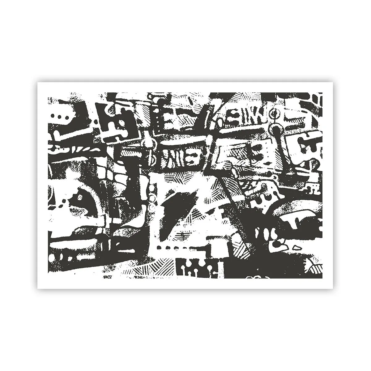 Plakat - Abstrakcyjny monochromatyczny wzór w stylu retro - 100x70cm - Porządek czy chaos? - Nowoczesna dekoracja ścienna do salonu i sypialni ARTTOR