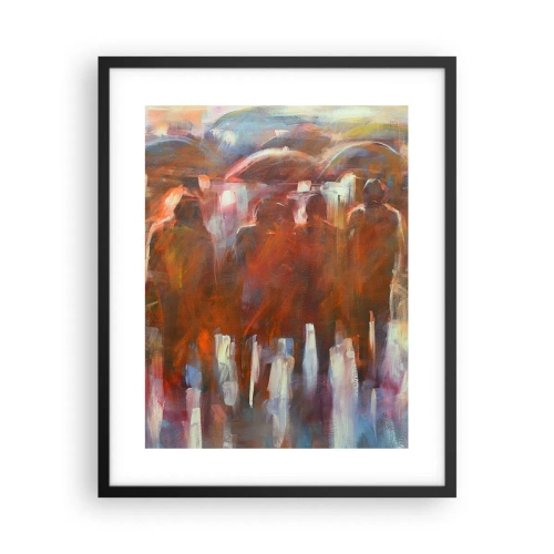 Plakat w czarnej ramie - Równi w deszczu i mgle - 40x50 cm