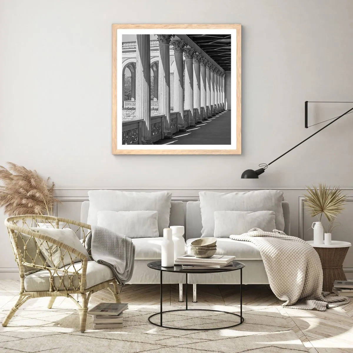 Plakat w ramie jasny dąb - Słoneczna arkada - 40x40 cm