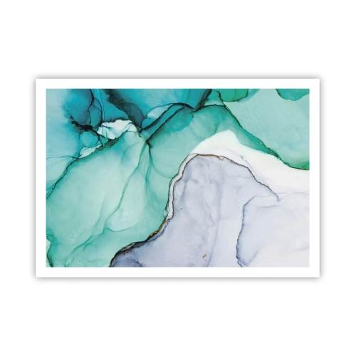 Plakat - Abstrakcyjny wzór w odcieniach turkusu i bieli - 100x70cm - Studium w turkusie - Nowoczesna dekoracja ścienna do salonu i sypialni ARTTOR