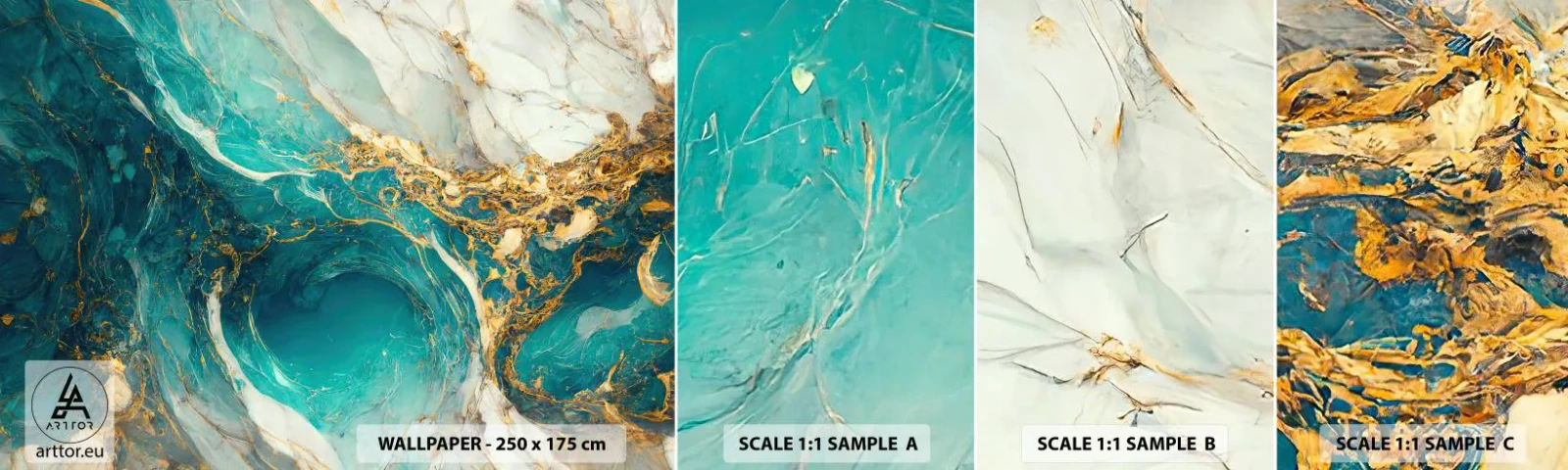 Fototapeta Próbka Samoprzylepna Deluxe Sticker - Kompozycja z żyłami złota - Abstrakcja, Marmur, Kamień - 100x30 cm