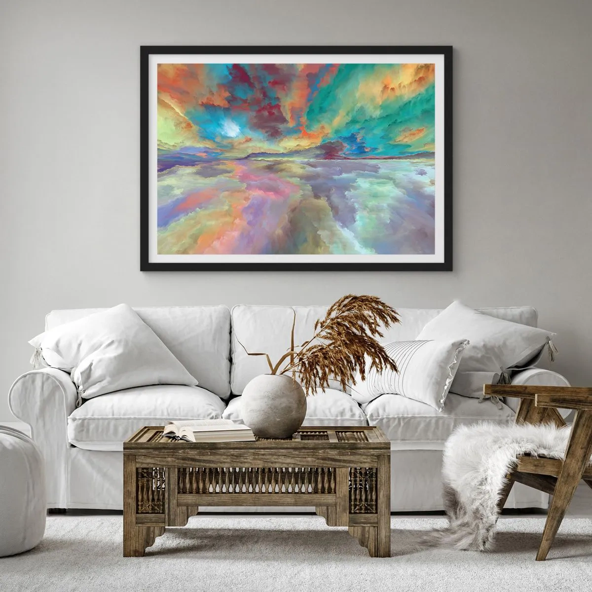 Plakat w czarnej ramie - Dwa nieba - 91x61 cm