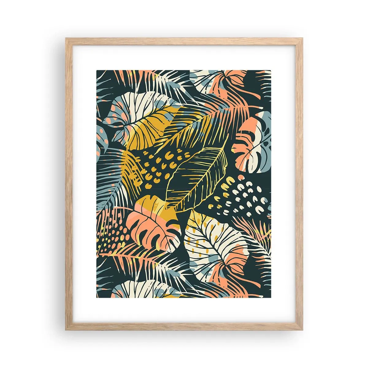 Plakat w ramie jasny dąb - Liściasta fantazja - 40x50 cm