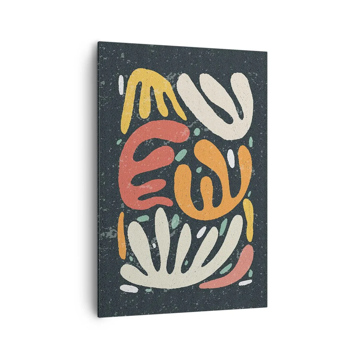 Obraz na płótnie - Abstrakcyjne kształty w ciepłych kolorach na ciemnym tle - 70x100cm - Kompozycja – zaraz cię schwytam - Nowoczesna dekoracja ścienna do salonu i sypialni ARTTOR