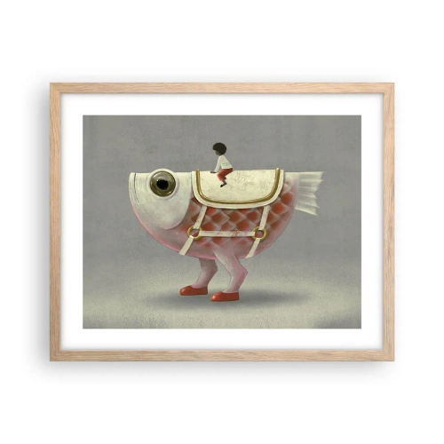 Plakat w ramie jasny dąb - Ryboński jeździec - 50x40 cm
