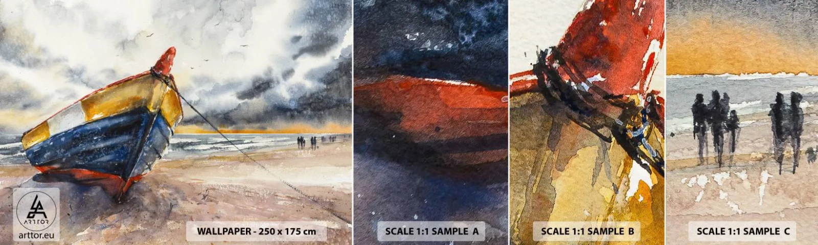 Fototapeta Próbka Standard Eco - Odpoczynek na brzegu - Pejzaż, Łódka, Nadmorski - 100x30 cm