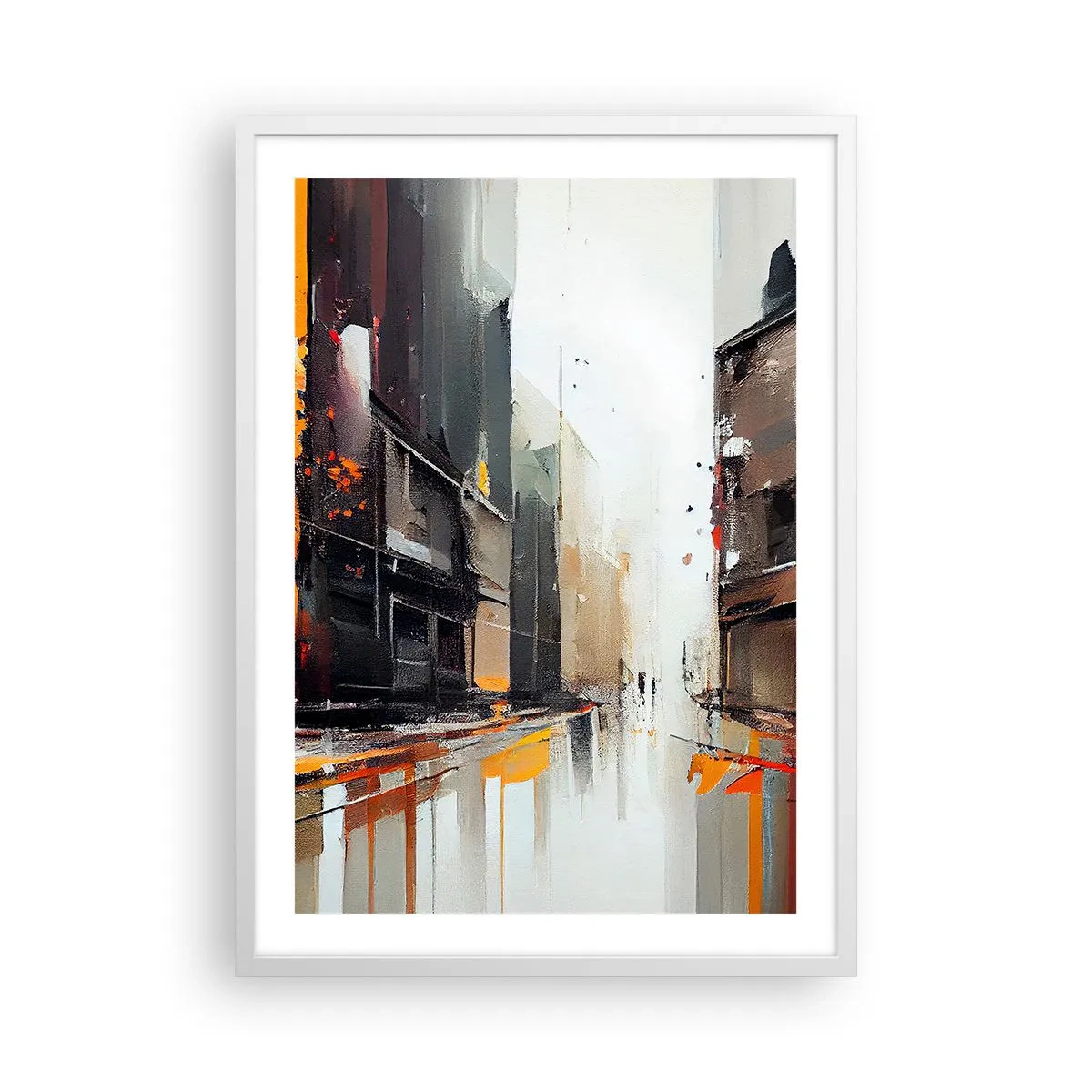 Plakat w białej ramie - Deszczowy dzień - 50x70 cm