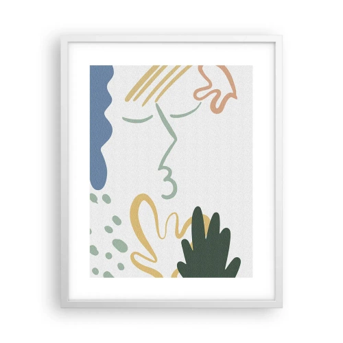 Plakat w białej ramie - Pocałunek kwiatów - 40x50 cm