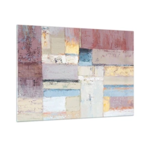 Obraz na szkle - Abstrakcyjna kompozycja geometryczna w pastelowych kolorach - 100x70cm - Spokój geometrii - Nowoczesna dekoracja ścienna do salonu, kuchni i sypialni ARTTOR