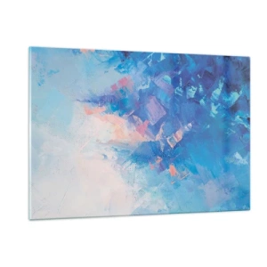 Obraz na szkle - Abstract winter landscape with cool blues and soft pink hues - 120x80cm - Zimowa abstrakcja - Nowoczesna dekoracja ścienna do salonu, kuchni i sypialni ARTTOR
