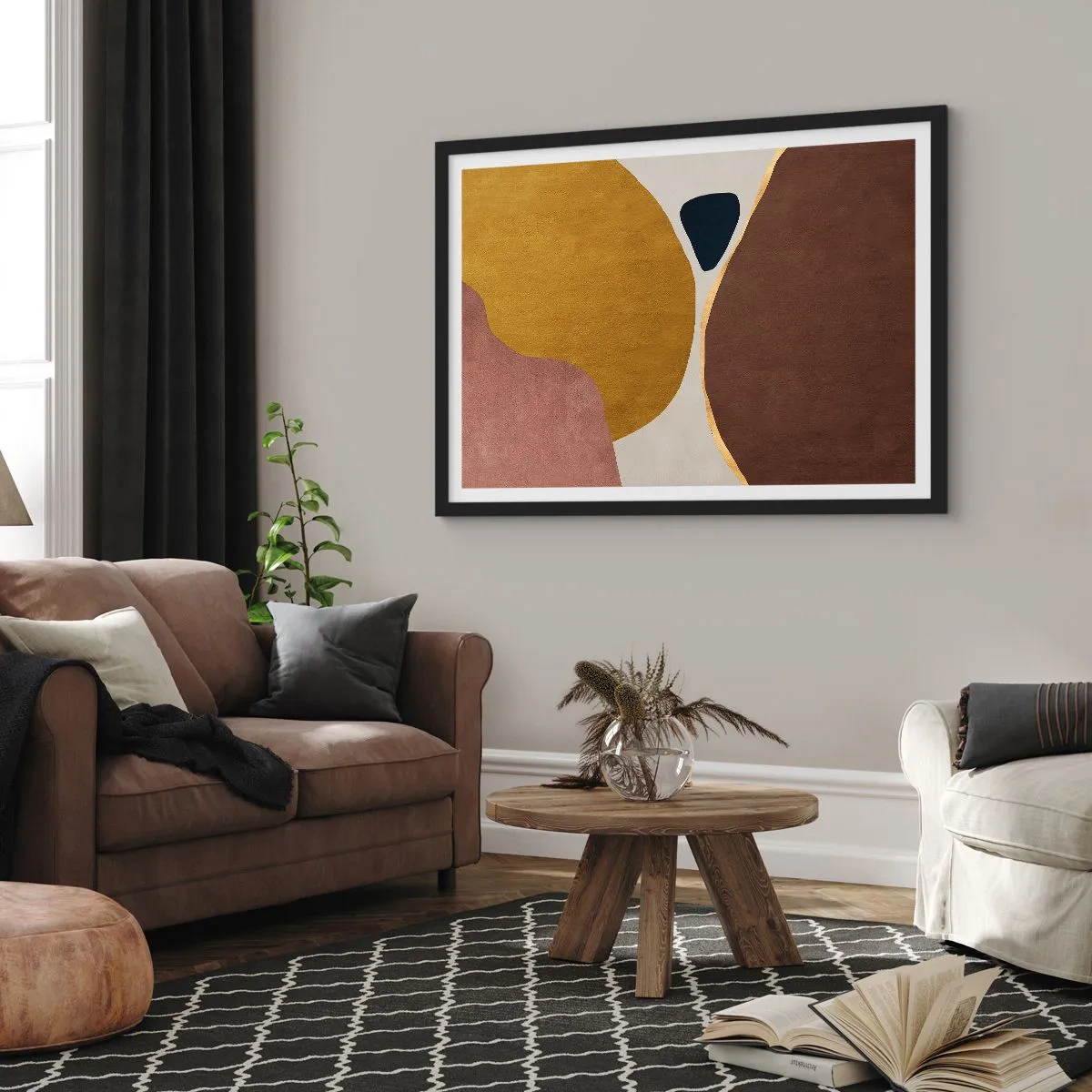 Plakat w czarnej ramie - Abstrakcja – miejsce w przestrzeni - 40x30 cm