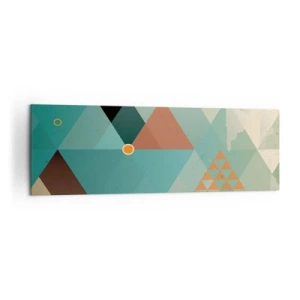 Obraz na płótnie - Geometryczne wzory w odcieniach turkusu i brązu - 160x50cm - Jedność wielości, wielość jedności - Nowoczesna dekoracja ścienna do salonu i sypialni ARTTOR
