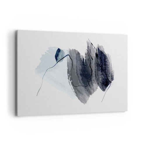 Obraz na płótnie - Abstrakcyjna kompozycja w odcieniach szarości i błękitu - 120x80cm - Intensywność i ruch - Nowoczesna dekoracja ścienna do salonu, kuchni i sypialni ARTTOR