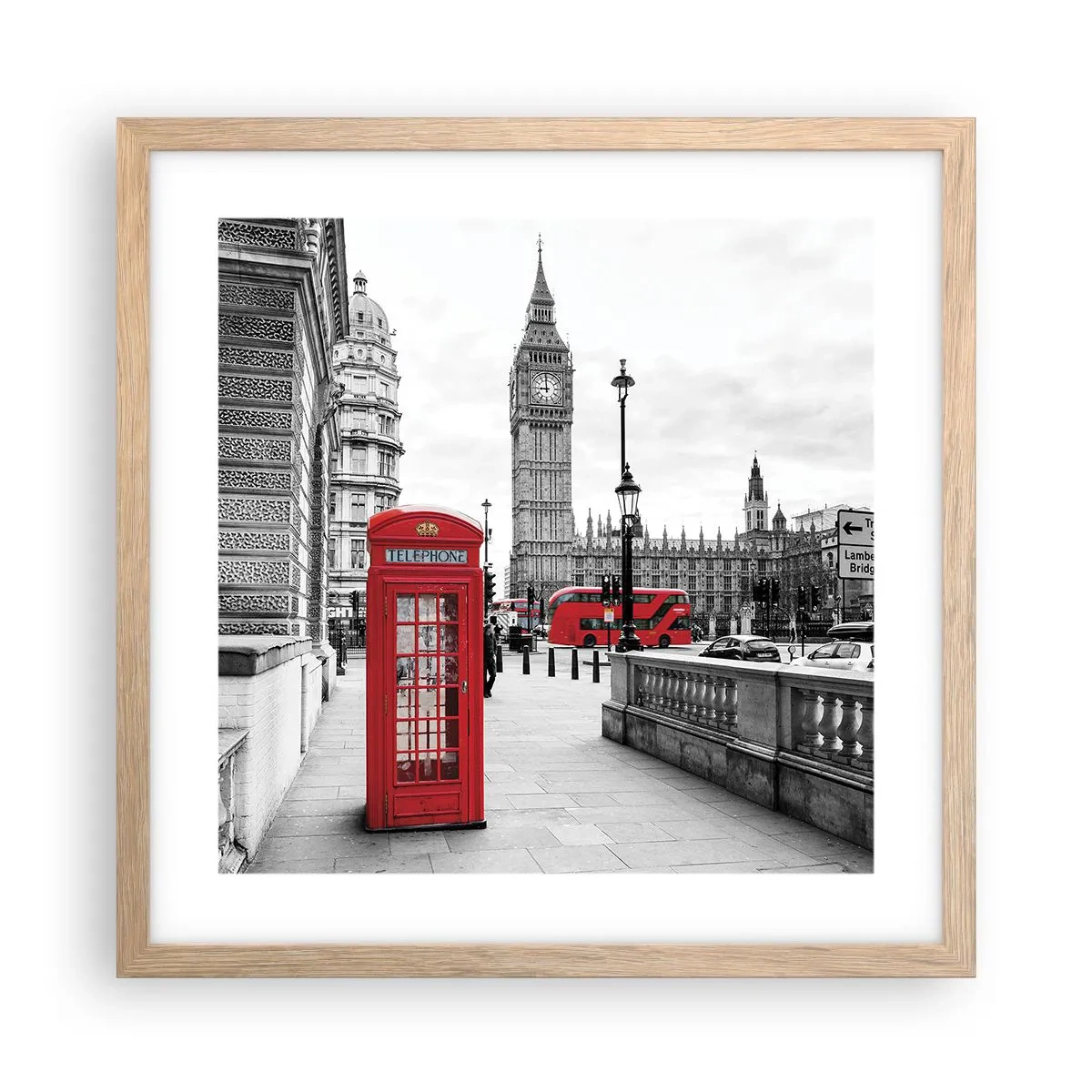 Plakat w ramie jasny dąb - Bez wątpienia Londyn - 40x40 cm