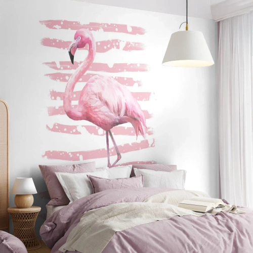 Fototapeta Standard Eco - Z godnościa, choć na różowo - Flaming, Ptak, Sztuka - 350x256 cm
