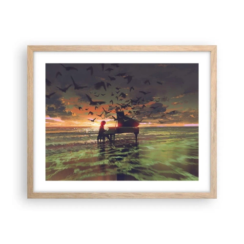Plakat w ramie jasny dąb - Koncert na fortepian i fale - 50x40 cm