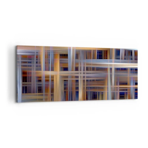 Obraz na płótnie - Abstrakcyjne wzory geometryczne w pastelowych barwach - 120x50cm - Utkane ze światła - Nowoczesna dekoracja ścienna do salonu i sypialni ARTTOR