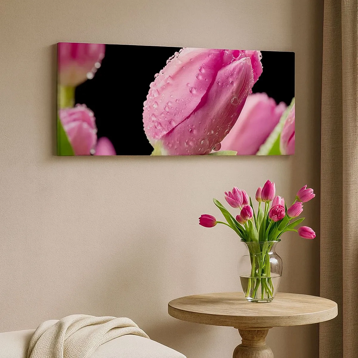 Obraz na płótnie - Liliowy sen w rosie - 100x40 cm