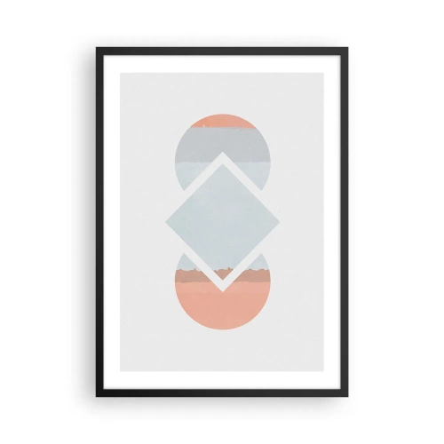 Plakat w czarnej ramie - Abstrakcyjna kompozycja z geometrycznych kształtów i pastelowych barw - 50x70cm - Sytuacja jest jasna - Nowoczesna dekoracja ścienna do salonu i sypialni ARTTOR