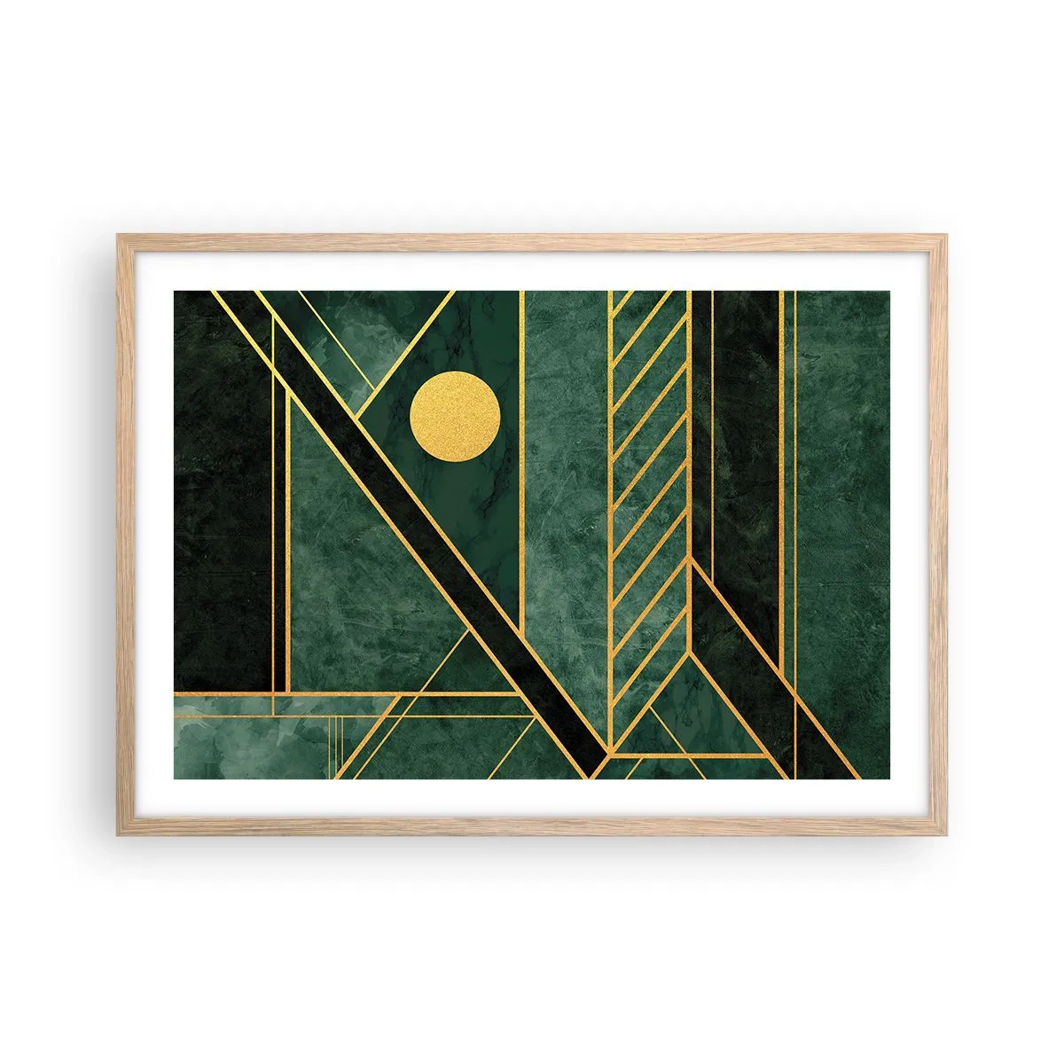 Plakat w ramie jasny dąb - Dynamika złota i lazuru - 70x50 cm