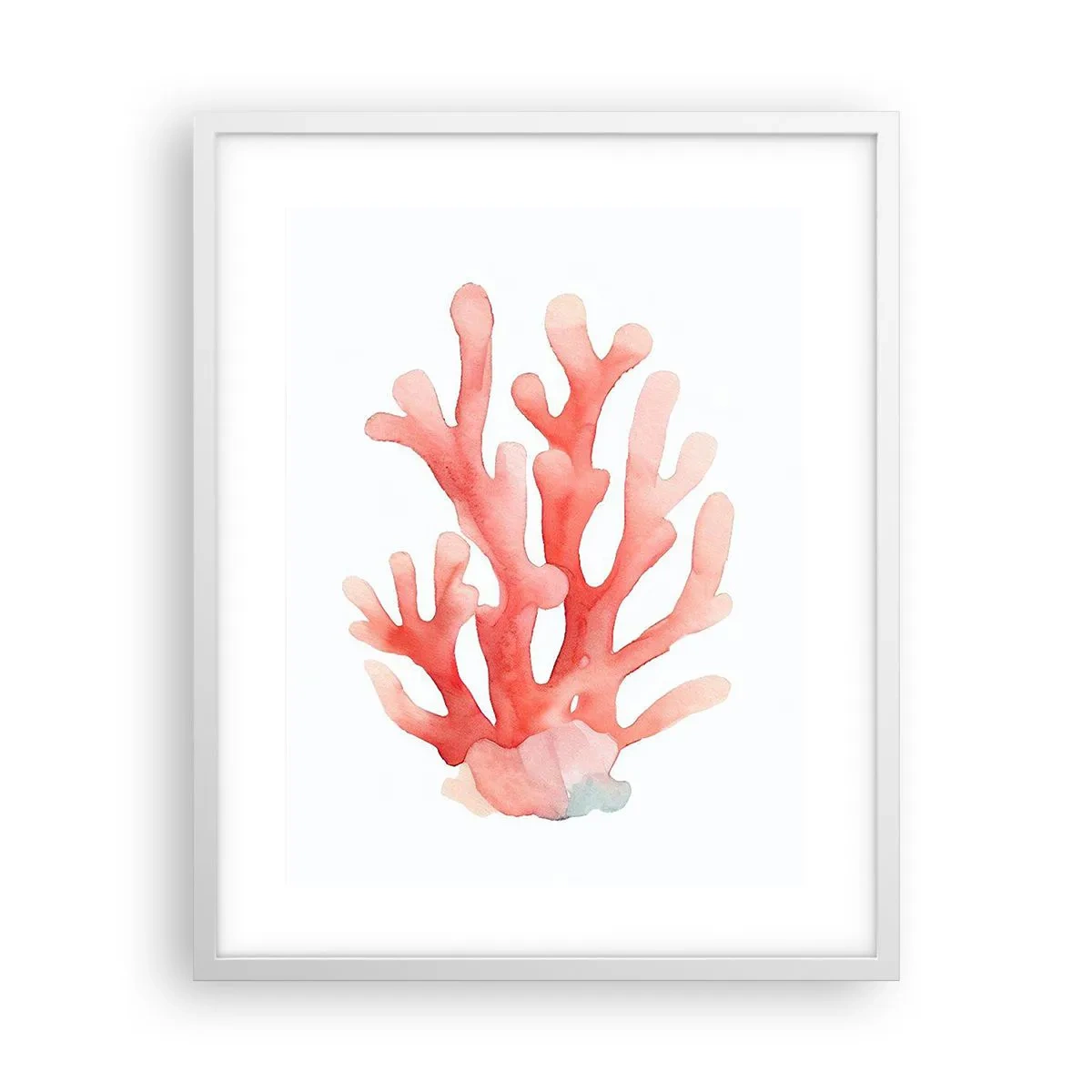 Plakat w białej ramie - Koral koloru koralowego - 40x50 cm