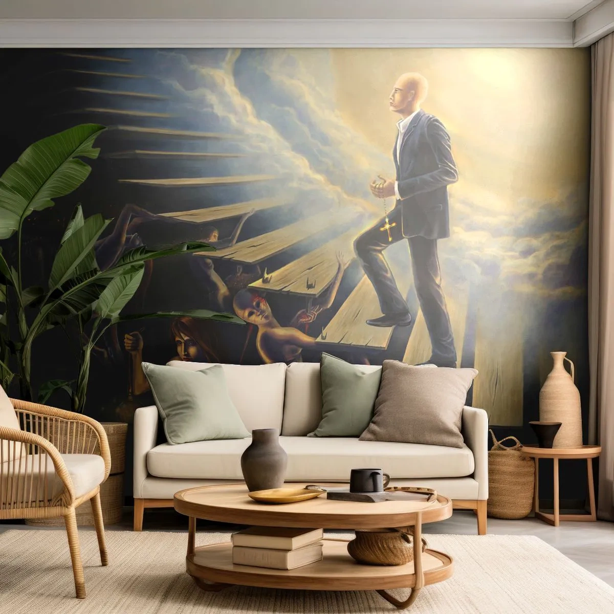 Fototapeta Premium Sand - Symboliczna droga w stronę światła i ciemności - 100x70cm - Dantejska wędrówka ku światłu - Nowoczesna dekoracja ścienna do salonu, kuchni i sypialni ARTTOR