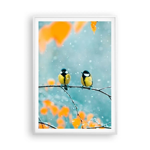 Plakat w białej ramie - Ptasie plotki - 70x100 cm
